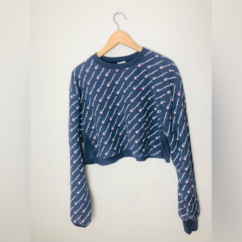 Final Price- Champion Blue Long Sleeve Crop Top